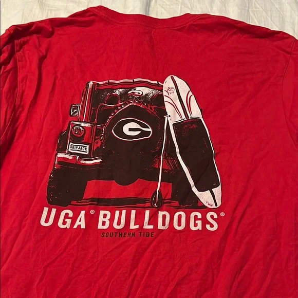 Southern Tide Red Short Sleeve Tee GEORGIA BULLDOGS - Picture 4 of 4